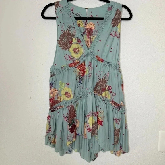 Free People Tops - Free People Blue Purple Haze Boho Tunic Tank Top S
